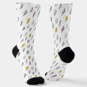 Chaussette Motif de boulon de foudre à doodle mignon