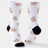 Chaussette Motif de bouquet de roses peintes rose (Angulaire)