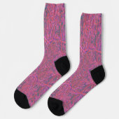 Chaussette Motif de branche abstrait rose et vert cool (Gauche)
