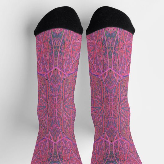 Chaussette Motif de branche abstrait rose et vert cool (Haut)