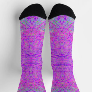 Chaussette Motif de branche abstrait rose et violet