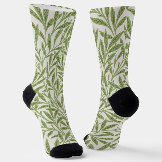 Chaussette Motif de branches feuillues vertes (Angulaire)