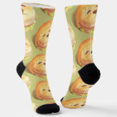 Chaussette Motif de burger au visage de chien adorable (Angulaire)