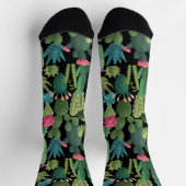Chaussette Motif de cactus Turquoises verts en fleurs (Haut)
