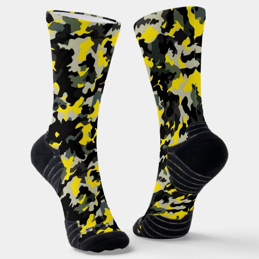 Chaussette Motif de camouflage noir et jaune (Angulaire)