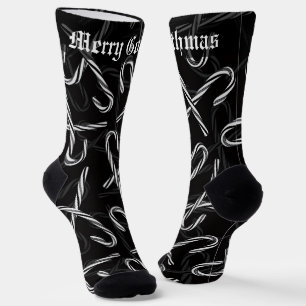 Chaussette Motif de canne à bonbons noir et blanc de Gothmas