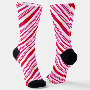 Chaussette Motif de canne à bonbons rayé rouge et blanc Noël