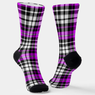 Chaussette Motif de carreaux Tartan à carreaux noir blanc vio