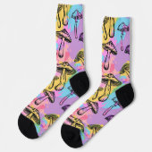 Chaussette Motif de champignon couleur psychédélique (Gauche)
