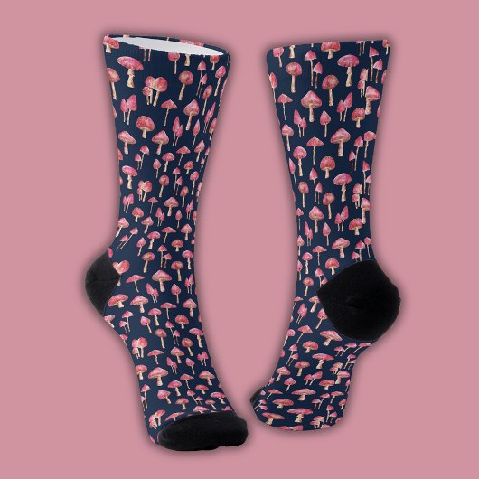 Chaussette Motif de champignon rose