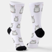 Chaussette Motif de chat dodu souriant (Angulaire)