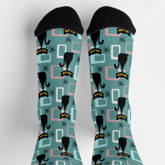 Chaussette Motif de chat noir du milieu du siècle (Haut)