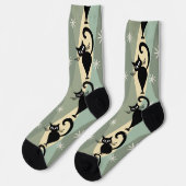 Chaussette Motif de chat noir du milieu du siècle (Gauche)