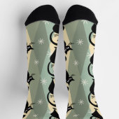 Chaussette Motif de chat noir du milieu du siècle (Haut)