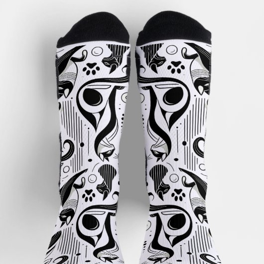 Chaussette Motif de chat noir et blanc (Haut)