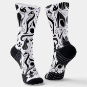 Chaussette Motif de chat noir et blanc (Angulaire)