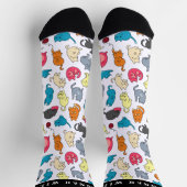 Chaussette Motif de chats caricaturés | Monogramme (Haut)
