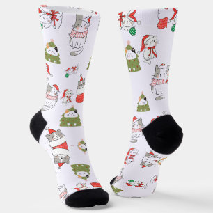 Chaussette Motif de chats de Noël mignons – Conception festiv