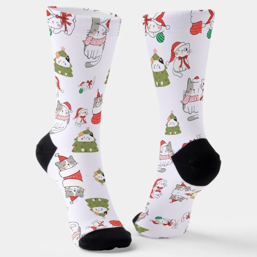 Chaussette Motif de chats de Noël mignons – Conception festiv (Angulaire)