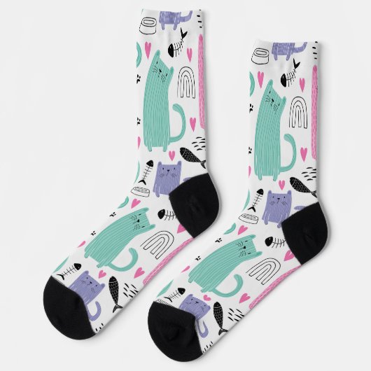 Chaussette Motif de chats mignons (Gauche)