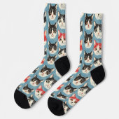 Chaussette Motif de chats rouges et noirs (Gauche)
