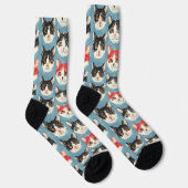 Chaussette Motif de chats rouges et noirs (Droite)