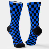 Chaussette Motif de chèque en À damiers noir bleu (Angulaire)