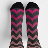Chaussette Motif de chevron gris foncé rose magenta (Haut)