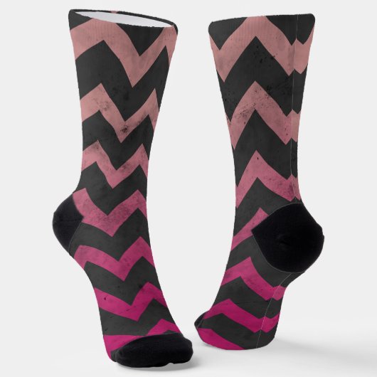 Chaussette Motif de chevron gris foncé rose magenta (Angulaire)
