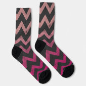 Chaussette Motif de chevron gris foncé rose magenta (Droite)