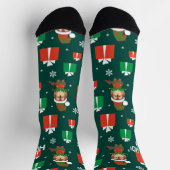 Chaussette Motif de Chien Chien Chien Mignonne Vert et Rouge  (Haut)