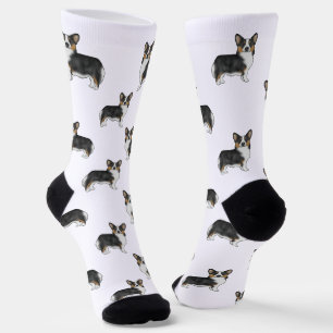 Chaussette Motif de chien Corgi Pembroke tricolore noir