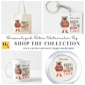 Chaussette Motif de chien de Carlin rétro aquarelle