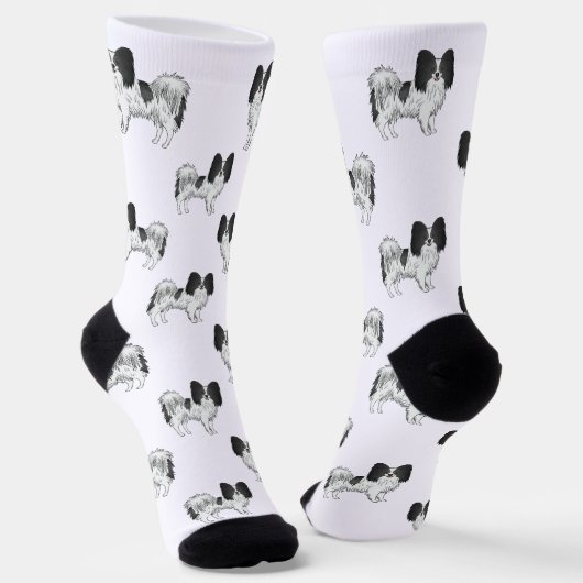 Chaussette Motif de chien de dessin animé mignon Papillon noi (Angulaire)
