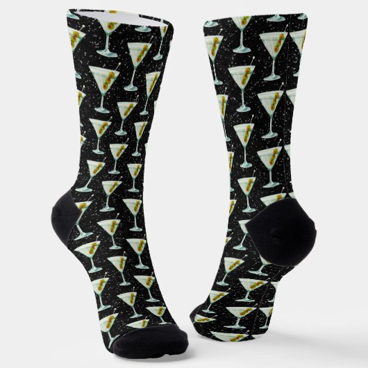 Chaussette Motif de cocktails Martini (Angulaire)