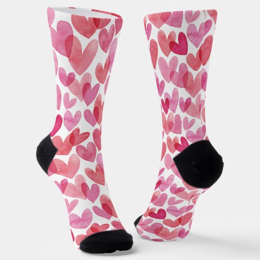 Chaussette Motif de coeur aquarelle (Angulaire)