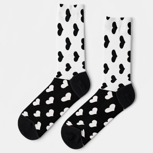 Chaussette Motif de coeur Black White Love (Gauche)