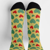 Chaussette Motif de coeur jaune et vert (Haut)