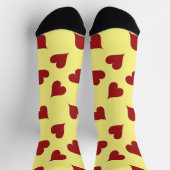 Chaussette Motif de coeur rouge sur jaune (Haut)