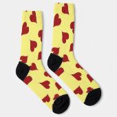 Chaussette Motif de coeur rouge sur jaune (Droite)