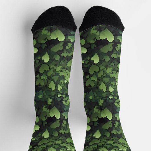Chaussette Motif de coeur vert foncé (Haut)