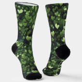 Chaussette Motif de coeur vert foncé (Angulaire)