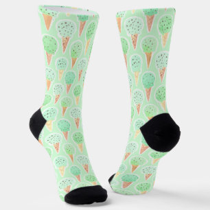 Chaussette Motif de cône de crème glacée à la menthe et à la 