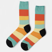 Chaussette Motif de couleur rétro rayé (Gauche)