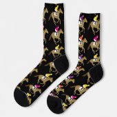 Chaussette Motif de courses de chevaux Derby Jockeys (Gauche)