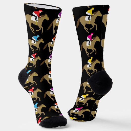 Chaussette Motif de courses de chevaux Derby Jockeys (Angulaire)