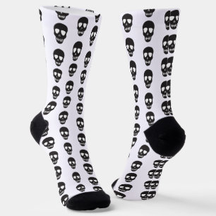 Chaussette Motif de crâne noir et blanc personnalisé