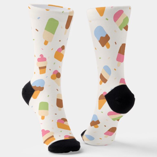 Chaussette Motif de crème glacée, cône de crème glacée, Popsi (Angulaire)