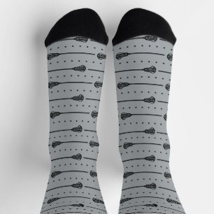 Chaussette Motif de crosse gris argent Sticks et points noirs