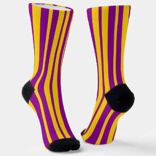 Chaussette Motif de design de rayures élégantes violet jaune